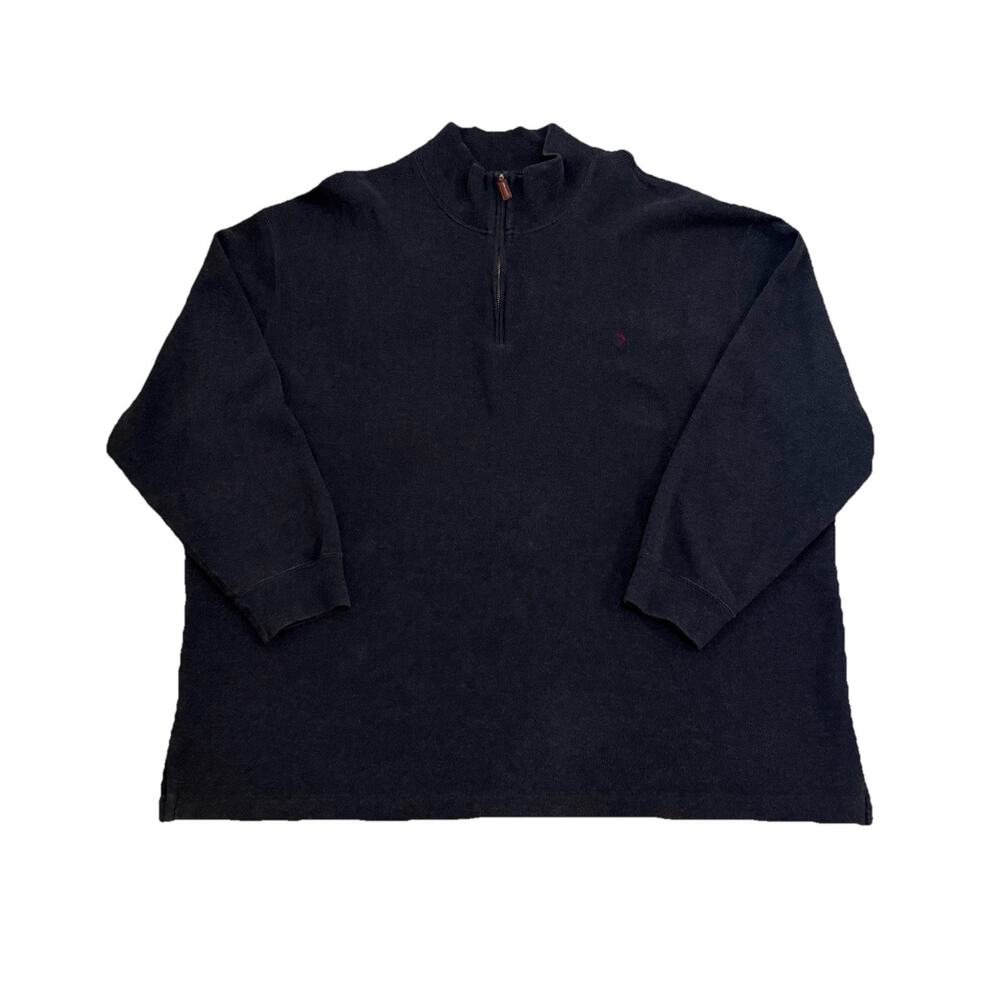 Polo Ralph Lauren Mens 3XB Gray 1/4 Zip Pullover Cotton Knit Sweater Pony Logo